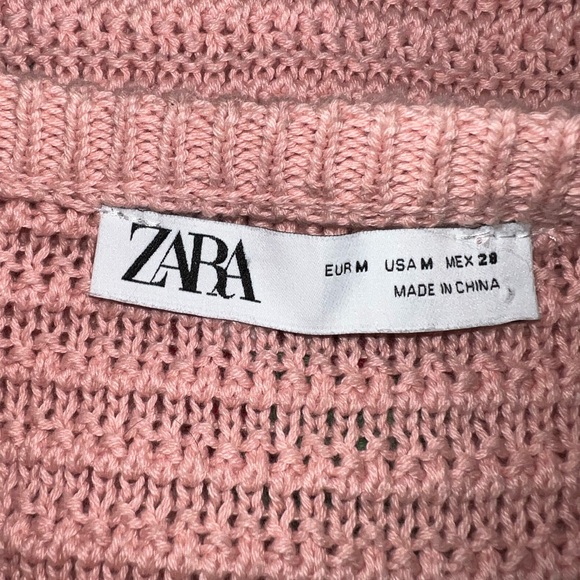 ZARA Pink Strawberry Balloon 3/4 Sleeve Sweater - Picture 4 of 6